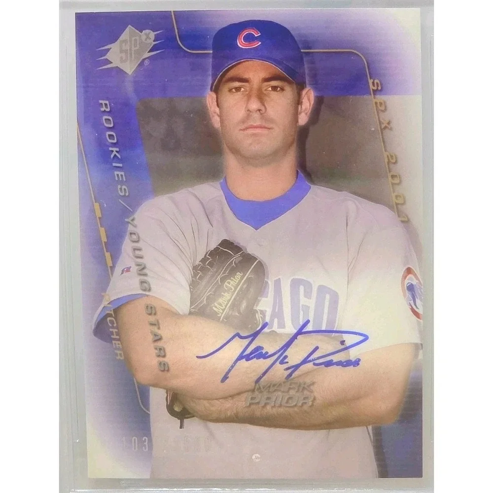 2001 SPx‎ - Rookies/Young Stars Autograph Mark Prior #1030 /1500 (AU, RC) BGS 9
